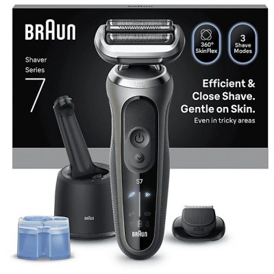 Afeitadora - Braun Afeitadora eléctrica Series 7 72-C7200CC,  3 modos, Centro SmartCare, 1 accesorio de precisión, Afeitado en seco y mojado, Oro