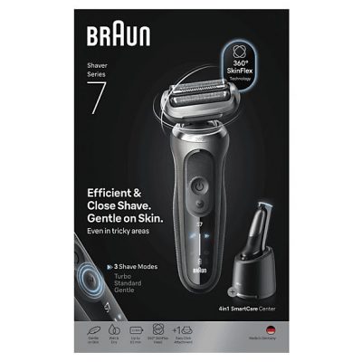 Afeitadora - Braun Afeitadora eléctrica Series 7 72-C7200CC,  3 modos, Centro SmartCare, 1 accesorio de precisión, Afeitado en seco y mojado, Oro