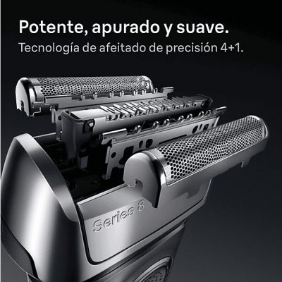 Afeitadora - Braun Afeitadora eléctrica Series 8 8603s, SensoAdapt, 60 min autonomía, Afeitado en seco y en mojado, Gris