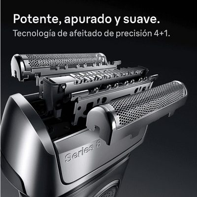 Afeitadora - Braun Afeitadora eléctrica Series 8 8663CC, SensoAdapt, 60 min autonomía, Centro SmartCare, Afeitado en seco y en mojado, Gris
