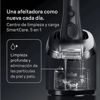 Afeitadora - Braun Afeitadora eléctrica Series 8 8663CC, SensoAdapt, 60 min autonomía, Centro SmartCare, Afeitado en seco y en mojado, Gris