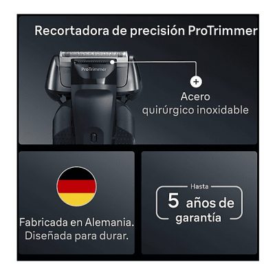 Afeitadora - Braun Afeitadora eléctrica Series 8 8663CC, SensoAdapt, 60 min autonomía, Centro SmartCare, Afeitado en seco y en mojado, Gris