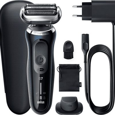 Afeitadora - Braun Series 7 71-B1200S, Afeitadora eléctrica de barba, Wet & Dry, Accesorio para corte de pelo, Azul