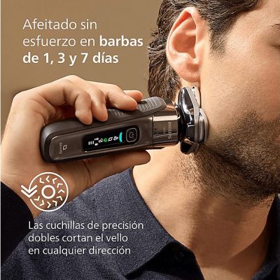 Afeitadora eléctrica - Philips i9000 X9002/10, SkinIQ IA, Levanta y Corta Triple Acción, Cabezal 360°, Uso Seco y Mojado, 50 min, Hydro SkinGlide