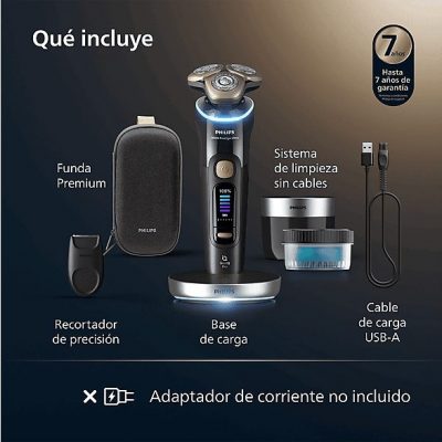 Afeitadora - Philips i9000 Prestige Ultra XP9400/31, Afeitado en seco/mojado con tecnología SkinIQ Pro, Sensor IA de presión y control, App smartphone
