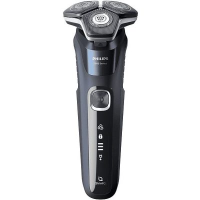 Afeitadora - PHILIPS S5885/35, 60 min, carga rápida, recortador de precisión, lavable, afeitado en seco, afeitado en húmedo, Negro, Azul