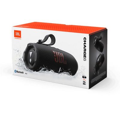 Altavoz bluetooth - JBL Charge 6, 45 W, Bluetooth, Hasta 24 horas + 4 horas con Playtime Boost, Resistente a golpes, agua y polvo, Negro