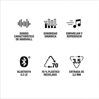 Altavoz bluetooth - Marshall Acton III, 30 W, Bluetooth 5.2, Negro