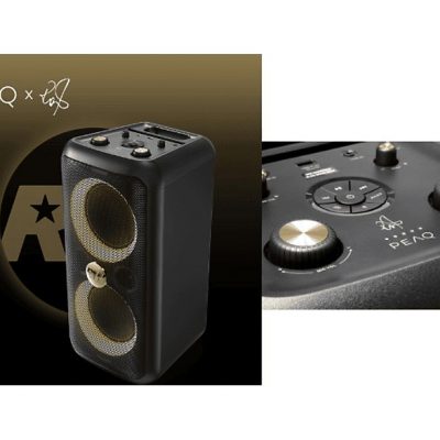 Altavoz de gran potencia - PEAQ PPS 200-RW, 80W, Modo Karaoke, 8h Autonomía, Edición Robbie Williams, Bass Booster, Efectos de Iluminación, Negro