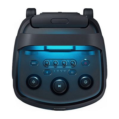 Altavoz de gran potencia - Samsung MX-ST50F/ZF, Portátil para fiestas, Asa de transporte y ruedas, Iluminación personalizable, Aut 18h, 240 W, Negro
