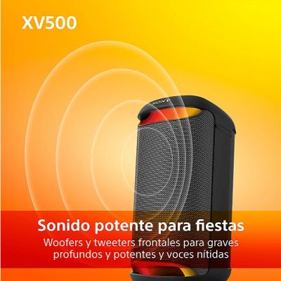 Altavoz de gran potencia - Sony SRS-XV500B, Inalámbrico para fiestas, Sonido potente, MEGA BASS, 25h batería, Portátil, Bluetooth, Karaoke y Guitarra