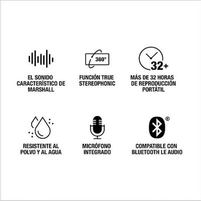 Altavoz inalámbrico - Marshall EMBERTON III, 76 W, Bluetooth, Autonomía 32 h, Micrófono, Black and Brass