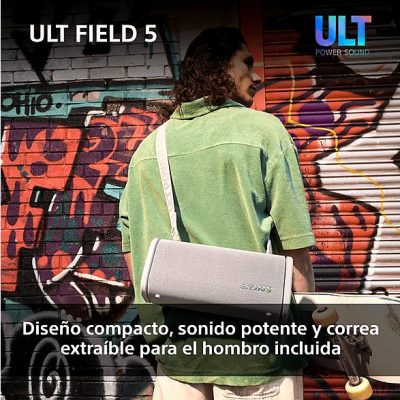 Altavoz inalámbrico - Sony ULT FIELD 5 (SRSULT50B), Bluetooth portátil, ULT POWER SOUND, 25 h, IP67, Resistente al agua, Correa, Con luces, Negro