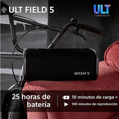 Altavoz inalámbrico - Sony ULT FIELD 5 (SRSULT50W), Bluetooth portátil, ULT POWER SOUND, 25 h, IP67, Resistente al agua, Correa, Con luces, Blanco