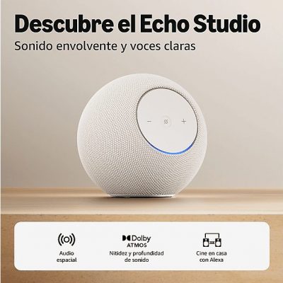 Altavoz inteligente - Amazon Echo Studio, Dolby Atmos, Omnisense, Blanco
