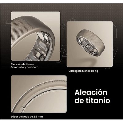 Anillo inteligente - Amazfit Helio Ring, 20.5 mAh, Talla 12, 10 ATM, 4 días Autonomía, Titanio