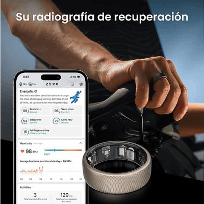 Anillo inteligente - Amazfit Helio Ring, 20.5 mAh, Talla 12, 10 ATM, 4 días Autonomía, Titanio