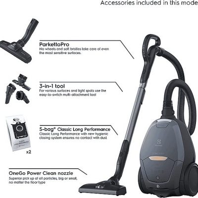 Aspirador con bolsa - ELECTROLUX 900 401 106, 600 W, Potencia de succión 600 W, Depósito 3,5 l, Azul