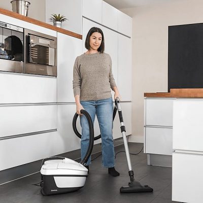 Aspirador con bolsa - NILFISK 128390130, 650 W, Potencia de succión 270 W, Depósito 3,6 l, Plata y negro