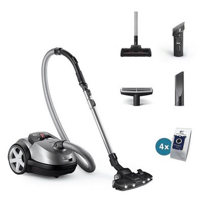 Aspirador con bolsa - PHILIPS 8000 series XD8152/12, 900 W, Depósito 4 l, Gris, Metálico