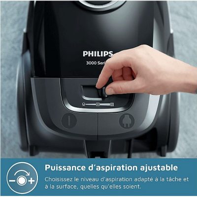 Aspirador con bolsa - PHILIPS XD3112/09, 900 W, Potencia de succión 900 W, Depósito 3 l, Negro
