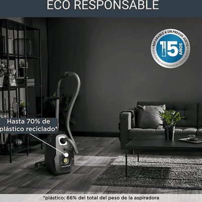 Aspirador con bolsa - Rowenta Green Force RO6189, 400 W, 4.5 L, Motor Effitech® bajo consumo, Filtrado HEPA, Radio 12 m, ECO, Especial Mascotas, Negro