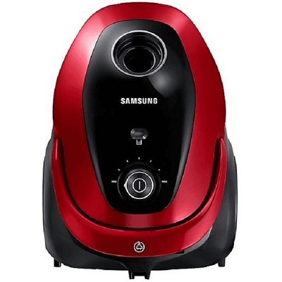 Aspirador con bolsa - SAMSUNG VC07M25E0WR/GE, 750 W, Potencia de succión 200 AirWatt, Depósito 2,5 l, Negro, Rojo