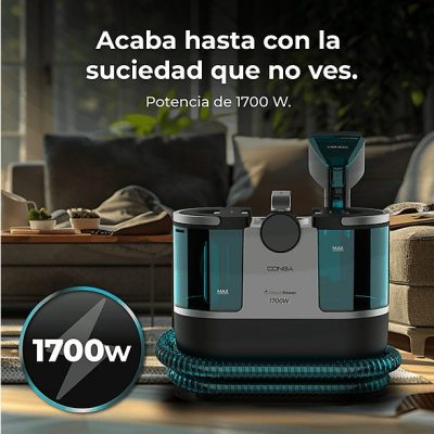 Aspirador de tapicerías - Cecotec Conga 7000 Carpet&Spot Clean Steam XXL, 1700 W, Radio de hasta 7 m, Limpia tapicerías, Azul y Negro