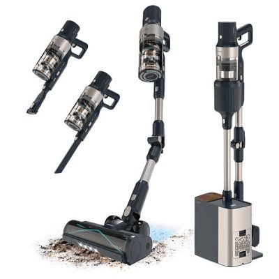 Aspirador escoba - Cecotec Conga Rockstar 5500 Hurricane Station Flex, 700 W, 90 min Autonomía, Inox/Azul
