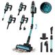 Aspirador escoba - Cecotec RX50 Pet Flex, 300 AW, 780 W, 90 min, Cepillo HairLess, Tubo flexible, Kit completo, Negro/Azul