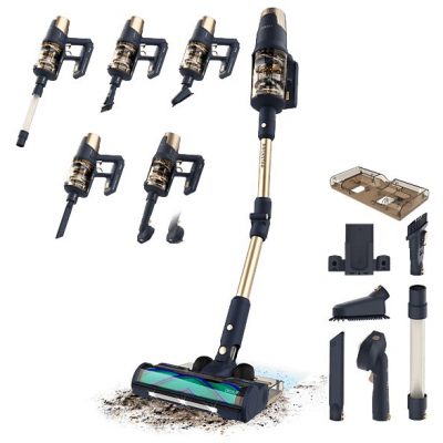 Aspirador escoba - Cecotec RX70 AquaPet Flex, 780 W, 100 min Autonomía, Cepillo HairLess XL, Sin bolsa, Negro/Dorado