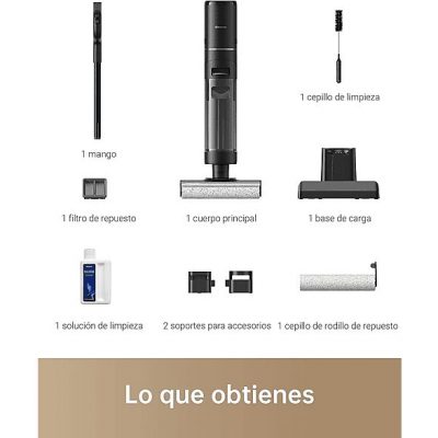Aspirador escoba - Dreame H12 Pro, 300 W, Seco y Húmedo, 35 min de Autonomía, Sin cables, Tanque de agua limpia de 900 ml, Negro
