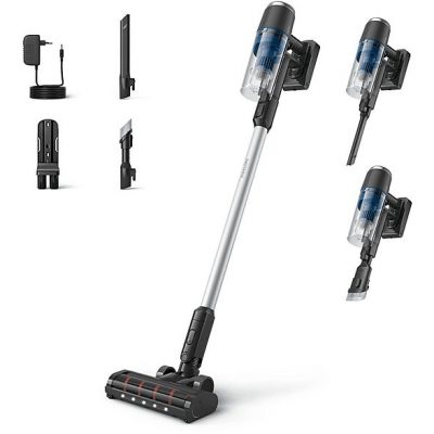 Aspirador escoba - PHILIPS XC3032/01, 410 W, Potencia de succión 150 AirWatt, Depósito 0,5 l, Autonomía 40 min, Negro, Azul