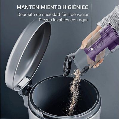 Aspirador escoba - ROWENTA RH6A35WO, 140 W, Potencia de succión 30 W, Depósito 0,44 l, Autonomía 45 min, Morado y aluminio