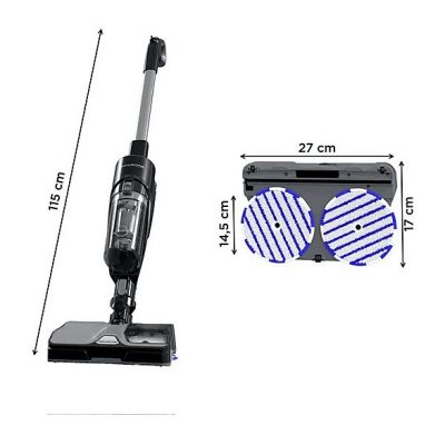 Aspirador escoba - ROWENTA ROWGZ3039WO, 215 W, Potencia de succión 215 W, Depósito 0,55 l, Autonomía 60 min, Negro y gris