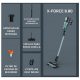 Aspirador escoba - Rowenta X-FORCE 8.80 RH1833, 250 W, 100 AW, 45 min Autonomía, 0.44 L, Ligera, 1.3 Kg, Limpieza 4 en 1, Verde, Gris