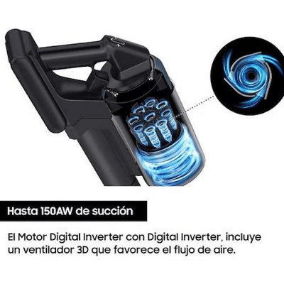 Aspirador escoba - Samsung VS15A60AGR5/WA Jet 65 Pet, 150 WA, Digital Inverter, 40 min, Sin cable, Silver