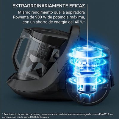 Aspirador sin bolsa - Rowenta Green Force Cyclonic Effitech+ RO7C71, 900W, 2.5 L, Filtración HEPA, Radio Acción 9 m, 66 dB(A), Kit hogar y coche, Azul