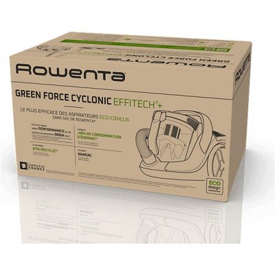 Aspirador sin bolsa - Rowenta Green Force Cyclonic Effitech+ RO7C71, 900W, 2.5 L, Filtración HEPA, Radio Acción 9 m, 66 dB(A), Kit hogar y coche, Azul