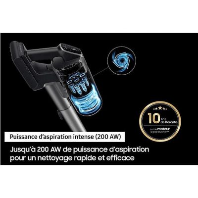 Aspiradora escoba - SAMSUNG Jet 75E Turbo, 200 W, Potencia de succión 200 AirWatt, Depósito 0,8 l, Gris