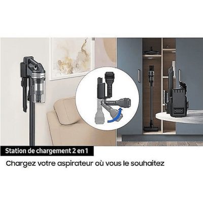Aspiradora escoba - SAMSUNG Jet 75E Turbo, 200 W, Potencia de succión 200 AirWatt, Depósito 0,8 l, Gris