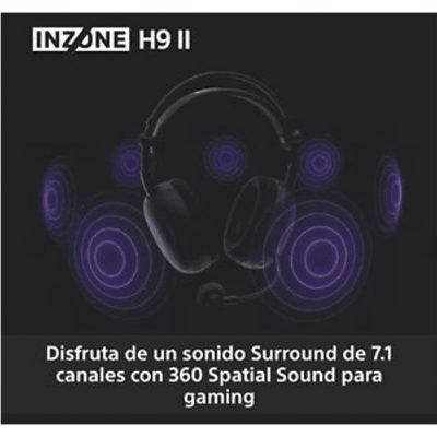 Auriculares gaming - Sony INZONE H9 II, Inalámbricos, Noise Cancelling, Fnatic, Micrófono, IA, 30h, Bluetooth/LE/2,4 GHz, Ligeros, PC, WHG910N, Blanco