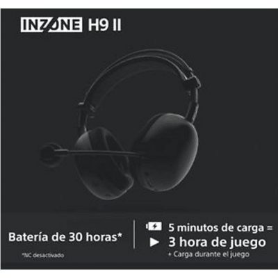 Auriculares gaming - Sony INZONE H9 II, Inalámbricos, Noise Cancelling, Fnatic, Micrófono, IA, 30h, Bluetooth/LE/2,4 GHz, Ligeros, PC, WHG910N, Blanco