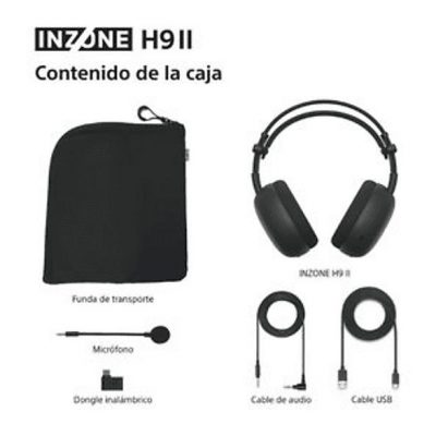 Auriculares gaming - Sony INZONE H9 II, Inalámbricos, Noise Cancelling, Fnatic, Micrófono, IA, 30h, Bluetooth/LE/2,4 GHz, Ligeros, PC, WHG910N, Negro