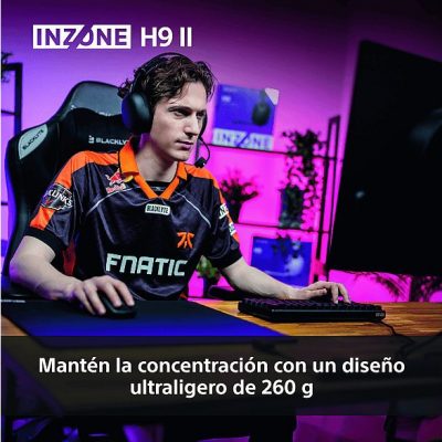 Auriculares gaming - Sony INZONE H9 II, Inalámbricos, Noise Cancelling, Fnatic, Micrófono, IA, 30h, Bluetooth/LE/2,4 GHz, Ligeros, PC, WHG910N, Negro