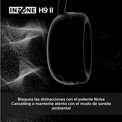 Auriculares gaming - Sony INZONE H9 II, Inalámbricos, Noise Cancelling, Fnatic, Micrófono, IA, 30h, Bluetooth/LE/2,4 GHz, Ligeros, PC, WHG910N, Negro