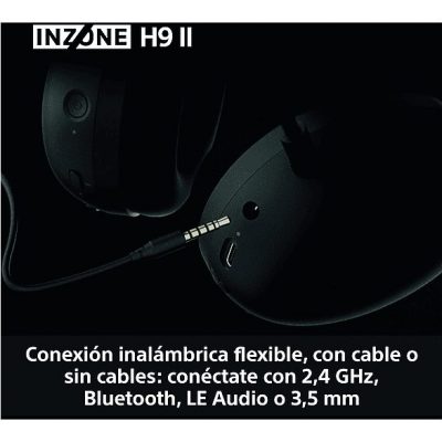 Auriculares gaming - Sony INZONE H9 II, Inalámbricos, Noise Cancelling, Fnatic, Micrófono, IA, 30h, Bluetooth/LE/2,4 GHz, Ligeros, PC, WHG910N, Negro