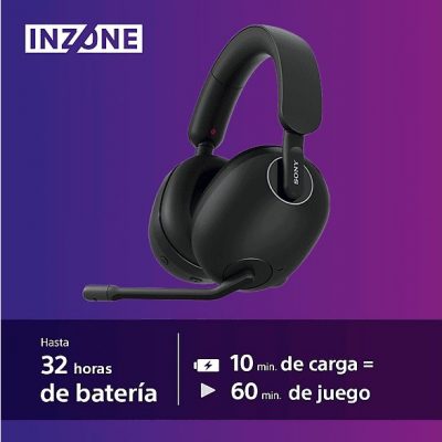 Auriculares gaming - Sony INZONE H9, Noise Cancelling, Inalámbricos, Bluetooth, Sonido espacial 360, 32h, Micrófono, PC / PlayStation 5 (PS5), Negro