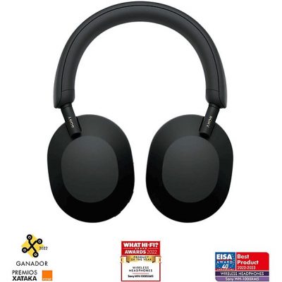 Auriculares inalámbricos - Sony WH-1000XM5B, Estuche rígido, Cancelación ruido, 30h, Hi-Res, Carga Rápida, Llamada Nítida, Bluetooth, Diadema, Negro