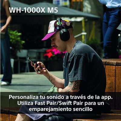 Auriculares inalámbricos - Sony WH-1000XM5P, Cancelación ruido (Noise Cancelling), 30h, Hi-Res, Carga Rápida, Con Asistente, Bluetooth, Diadema, Rosa